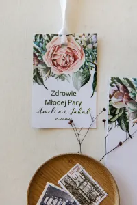 Zawieszki na Wódkę Weselną Piwonie | Zamów z Personalizacją