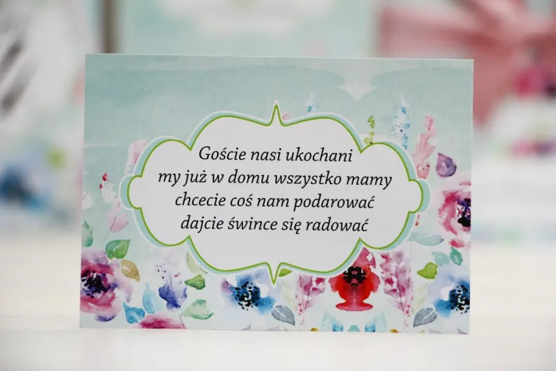 Bilecik prezenty ślubne wesele - Felicja nr 17 - Kolorowe kwiaty - zaproszenia na ślub