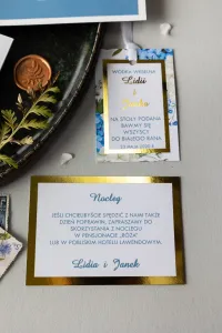 Złocone Bileciki do Zaproszeń Ślubnych | Wkładki | Avril nr 1