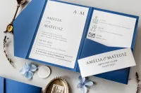 Zaproszenia Ślubne Kraft z Kieszonką Niebieskie | Kraft nr 7