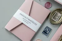 Różowe Zaproszenia Ślubne z Kieszonką | Kraft nr 9 | Amelia