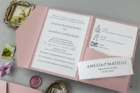 Różowe Zaproszenia Ślubne z Kieszonką | Kraft nr 9 | Amelia