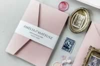Różowe Zaproszenia Ślubne z Kieszonką | Kraft nr 9 | Amelia