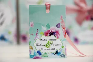 Flaschenanhänger, Hochzeit Wodka, Hochzeit - Felicja nr 17 - Pastellblumen - Blumen für die Hochzeit