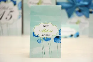 Podziękowania dla Gości weselnych - nasiona Niezapominajki - Felicja nr 18 - Chabrowe maki - kwiatowe dodatki ślubne