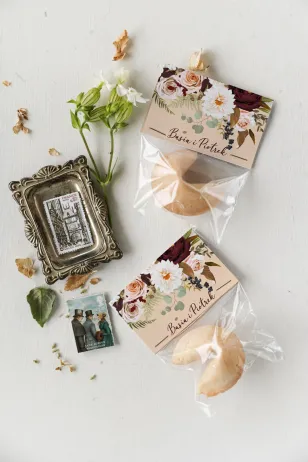 Personalisierte Glückskekse, Blumenmotiv | Originelles Dankeschön an die Hochzeitsgäste | ab Amelia-Wedding.pl