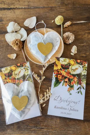 Exklusive herzförmige Tees mit Herbstbouquet | Geschenke für Hochzeitsgäste | Herbst-Ätherisch Nr. 1