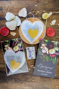 Herbata serce podziękowania dla gości vintage | Amelia-Wedding