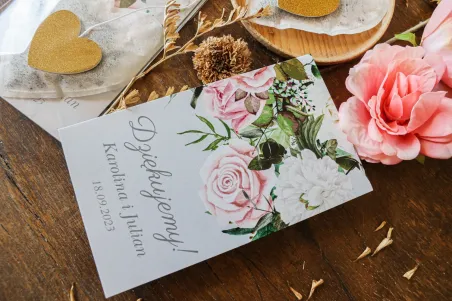 Herbatki w Saszetkach Serce z Kwiatową Grafiką | Upominki dla Gości Weselnych | Amelia-Wedding.pl