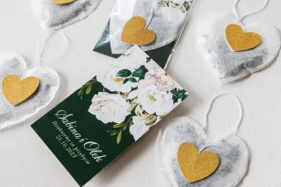 Herzförmige Tees mit floraler Grafik | Originelle Geschenke für Gäste | Amelia-Wedding.pl