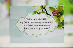 Bilecik prezenty ślubne wesele - Felicja nr 20 - Zielone orchidee - Zaproszenia na ślub