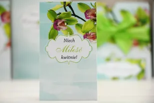 Podziękowania dla Gości weselnych - nasiona Niezapominajki - Felicja nr 20 - Zielone orchidee - kwiatowe dodatki ślubne