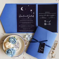 Niebieskie zaproszenia ślubne z czarnym | Avril nr 6