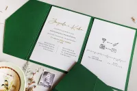 Zielone Zaproszenia Ślubne ze Złoceniem | Eleganckie Avril 8