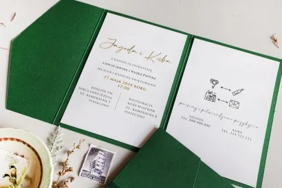 Zaproszenia Ślubne | Zielone ze Złoceniami | Eleganckie i Personalizowane | Avril nr 8