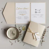 Eleganckie Zaproszenia z Kokardką i Złoceniem | Avril nr 10