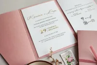 Różowe Zaproszenia Ślubne Złocone | Eleganckie | Avril nr 12