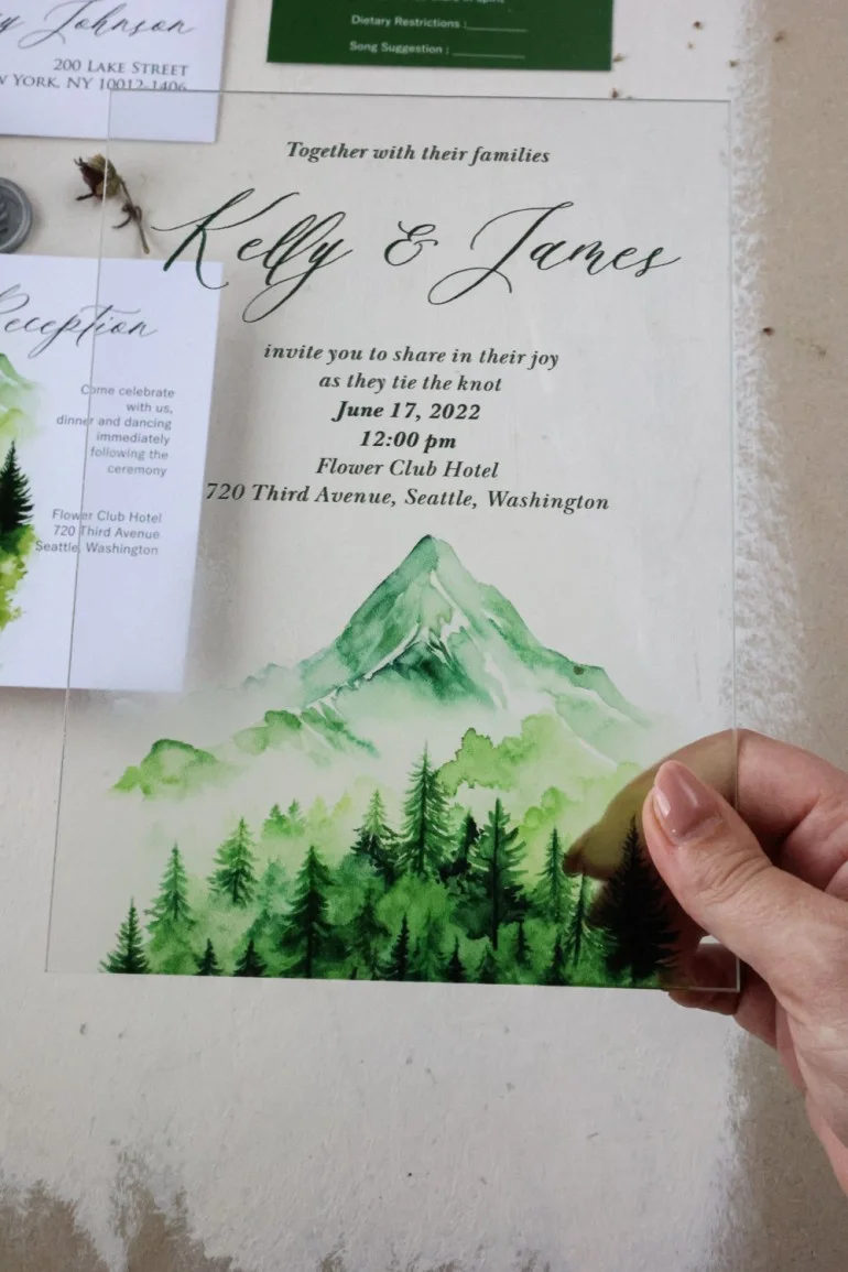 Zaproszenia Ślubne na Szkle z Górskim Motywem | Elegancja i Spokój Natury