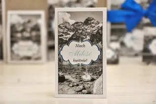 Podziękowania dla Gości weselnych - nasiona Niezapominajki - Felicja nr 21 - górski krajobraz - dodatki ślubne