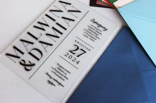 Zaproszenia na Prawdziwym Szkle A5 z Dużą Datą | Nowoczesne Szklane Zaproszenia Ślubne | Korani nr 25