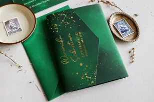 Luksusowe Zaproszenie ze Złotymi Akcentami i Zieloną Kolorystyką | Nowoczesna Elegancja | Jadeit nr 9