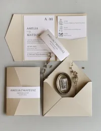 Minimalistyczne Zaproszenia Ślubne Kremowe | Kraft nr 11