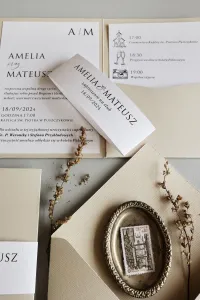 Minimalistyczne Zaproszenia Ślubne Kremowe | Kraft nr 11