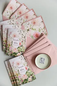 Romantyczne Zaproszenia Ślubne Kwiaty i Złoto | Impresja 13