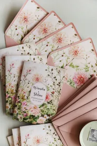 Romantyczne Zaproszenia Ślubne Kwiaty i Złoto | Impresja 13