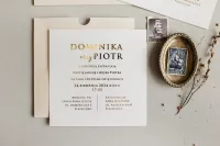 Eleganckie Zaproszenia Ślubne Kremowo-Złote | Mokait nr 3