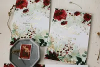 Złocone Zaproszenia Ślubne Czerwone Kwiaty | Glamour | Ruskus nr 1