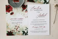 Złocone Zaproszenia Ślubne Czerwone Kwiaty | Glamour | Ruskus nr 1