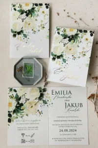 Eleganckie Zaproszenia Ślubne Ruskus ze Złoceniem | Zamów