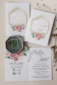 Eleganckie Zaproszenia Ślubne Złocone z Różami | Ruskus nr 7