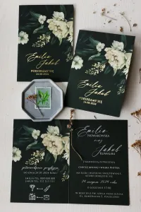 Zaproszenia Ślubne Zielone Złocone Botaniczne | Ruskus nr 9