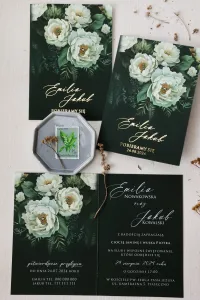 Zaproszenia Ślubne Ruskus Zieleń i Złoto | Amelia-Wedding.pl
