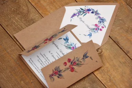 Ökologische Hochzeitseinladung mit Umschlag - Waldfrüchte Nr. 1 - Brombeeren