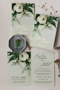 Eleganckie Zaproszenia Ślubne Złocone Botaniczne | Ruskus