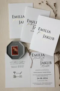 Zaproszenia Ślubne Glamour Ruskus | Złocone, z Liśćmi