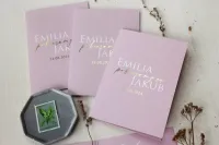 Różowe Złocone Zaproszenia Ślubne Ruskus | Amelia-Wedding