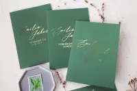 Zielone Zaproszenia Ślubne Złocone Kaligrafia | Ruskus 16