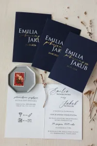 Eleganckie Granatowe Zaproszenia Ślubne Złocone | Ruskus 17