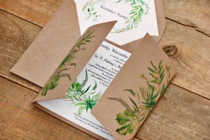 Ökologische Hochzeitseinladung mit Umschlag - Waldfrüchte Nr. 2 - Grün, Feldgräser, Grünzeug