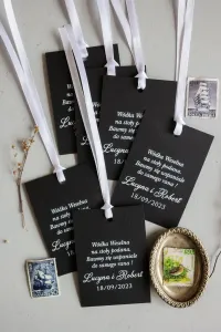 Czarne Zawieszki na Wódkę Weselną Kraft | Amelia-Wedding.pl