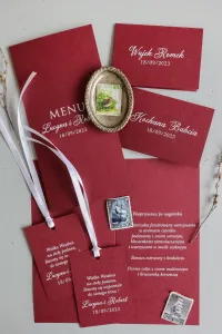 Bordowe Menu Weselne Personalizowane | Kraft nr 6 | Zamów