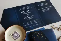 Zaproszenia Ślubne Granatowe Złocone | Elegancka Kaligrafia