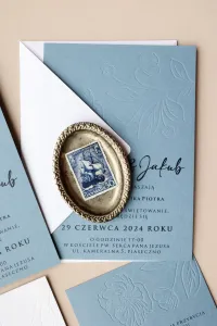 Zaproszenia Ślubne Letterpress Błękitne Kwiaty | Karmen nr 3