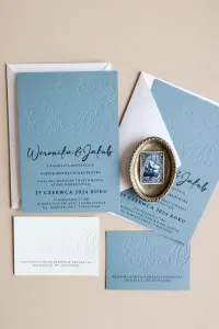 Zaproszenia Ślubne Letterpress Błękitne Kwiaty | Karmen nr 3