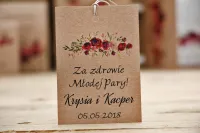 Zawieszki na Wódkę Weselną Bordowe Róże | Amelia-Wedding.pl