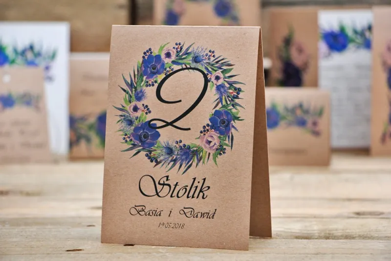 Tischnummern, Hochzeitstisch, Hochzeit - Waldfrüchte Nr. 4 - Kornblumenblüten - ökologisches Hochzeitszubehör